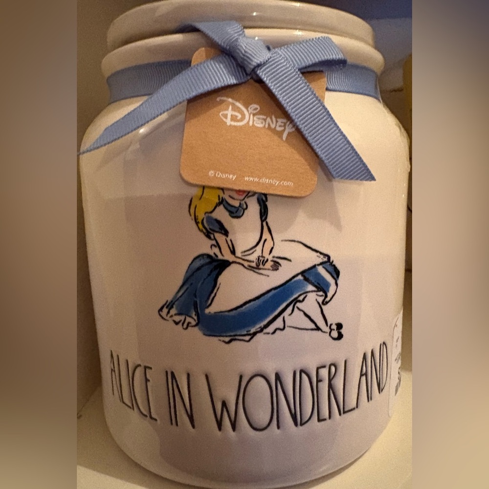 Rae Dunn Alice in Wonderland White and Blue Jar